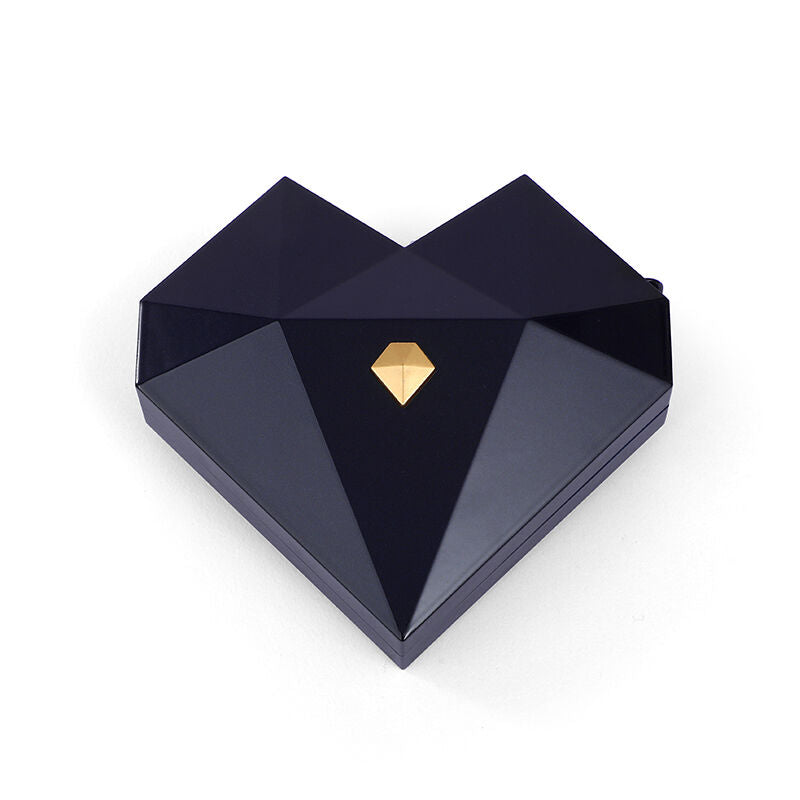 Urqanyu Heart Shaped Diamond Faced Blue Ring Box for Magic Secret