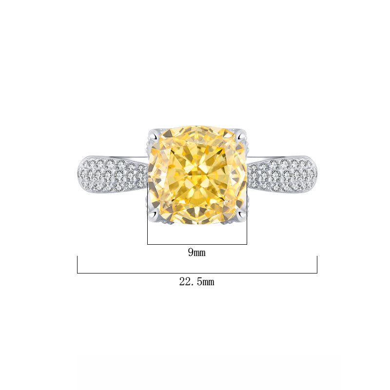 Urqanyu S925 silver square elegant diamond bud cubic zirconia ring