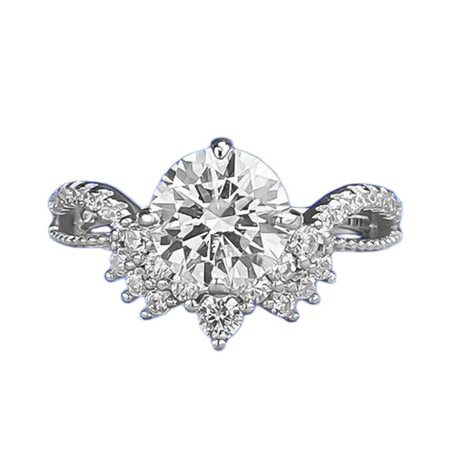 Urqanyu 925 silver crown V-shaped cubic zirconia round ring 7.5mm