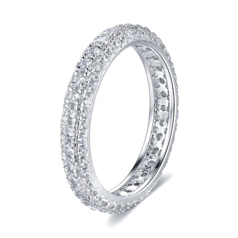 Urqanyu S925 silver fashion simple silver cubic zirconia full diamond ring
