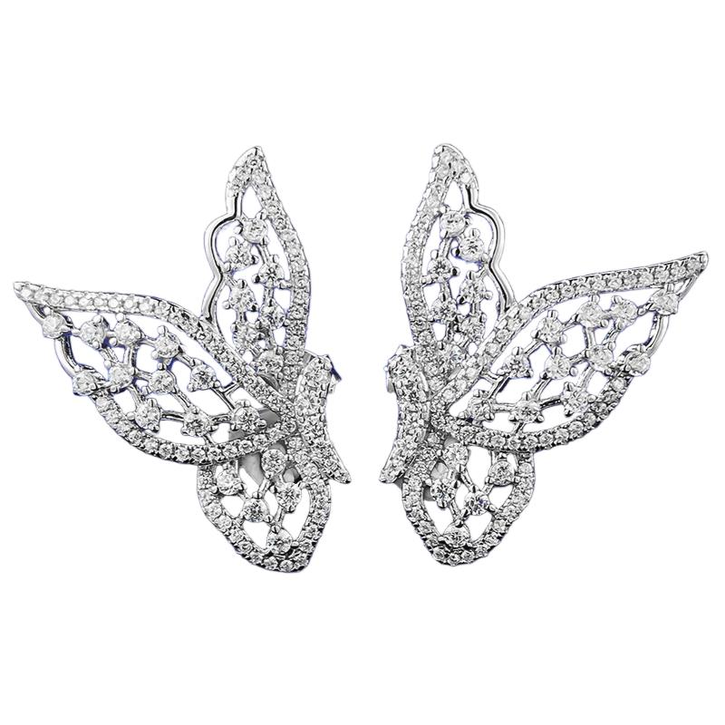 Urqanyu S925 silver hollow butterfly simple cubic zirconia earrings