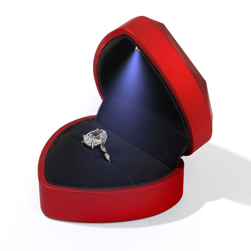 Urqanyu Cool Red Heart Shape Ring Box with LED Light