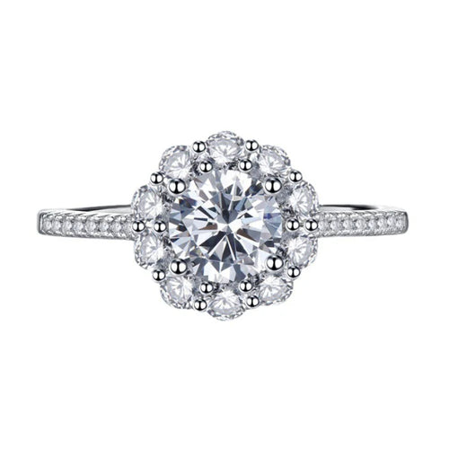 Urqanyu S925 silver one carat cubic zirconia full diamond micro-inlaid ring