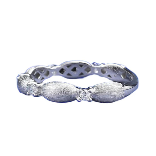 Urqanyu S925 silver Bubujia brushed Italian craft cubic zirconia gift ribbon ring