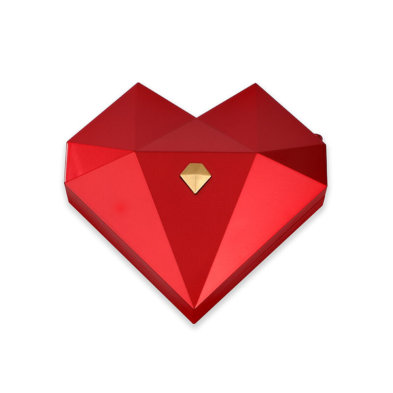 Urqanyu Heart Shaped Diamond Faced Red Ring Box for Magic Secret