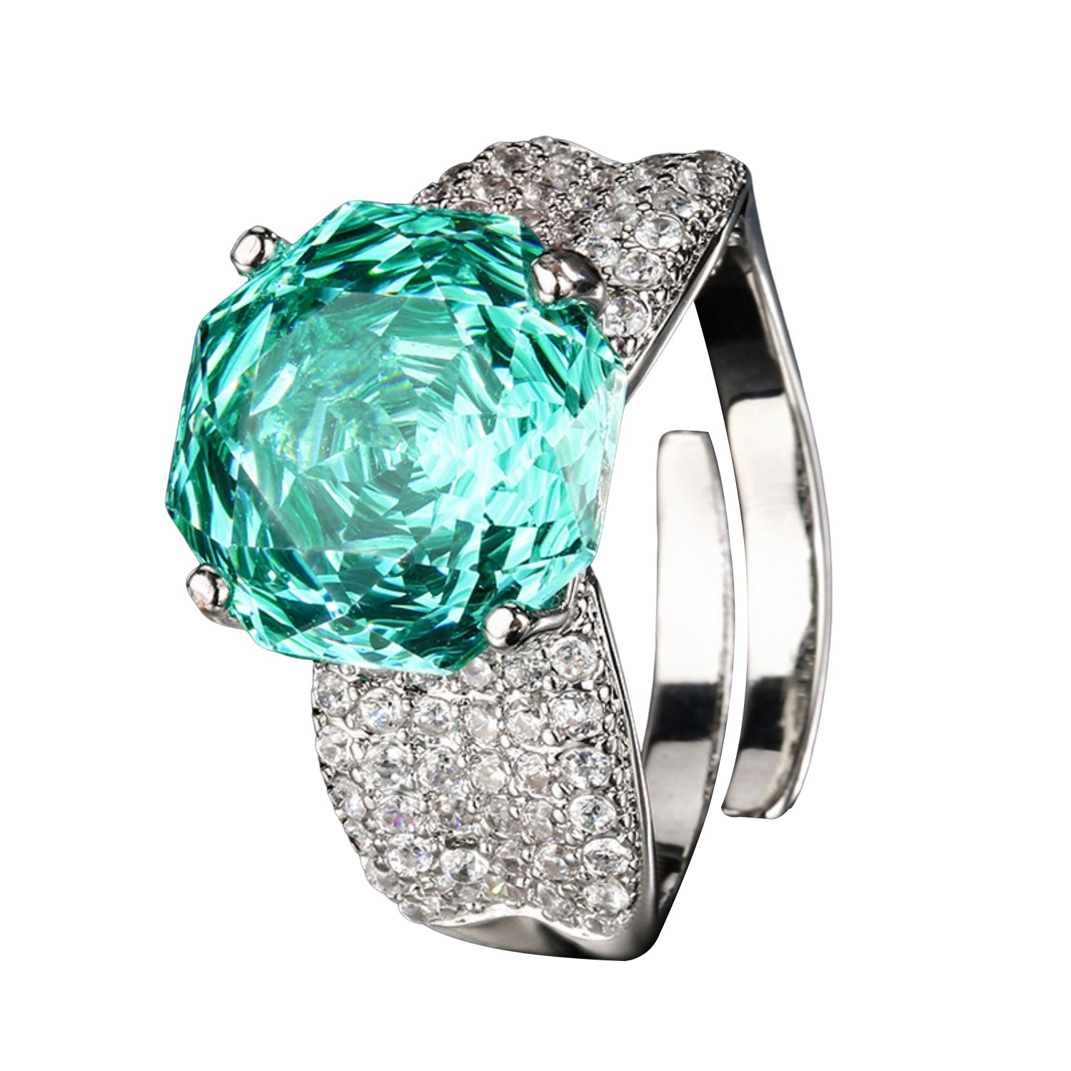 Urqanyu copper-plated gold rose-cut gradient-color cubic zirconia ring adjustable