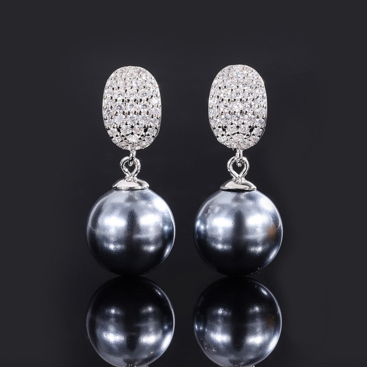 Urqanyu S925 Silver Inlay Mother of Pearl Fashion Cubic Zirconia Drop Earrings 12mm