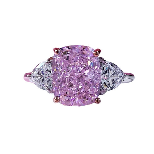 Urqanyu S925 silver inlaid pink diamond fashion OL cubic zirconia ring 8*10