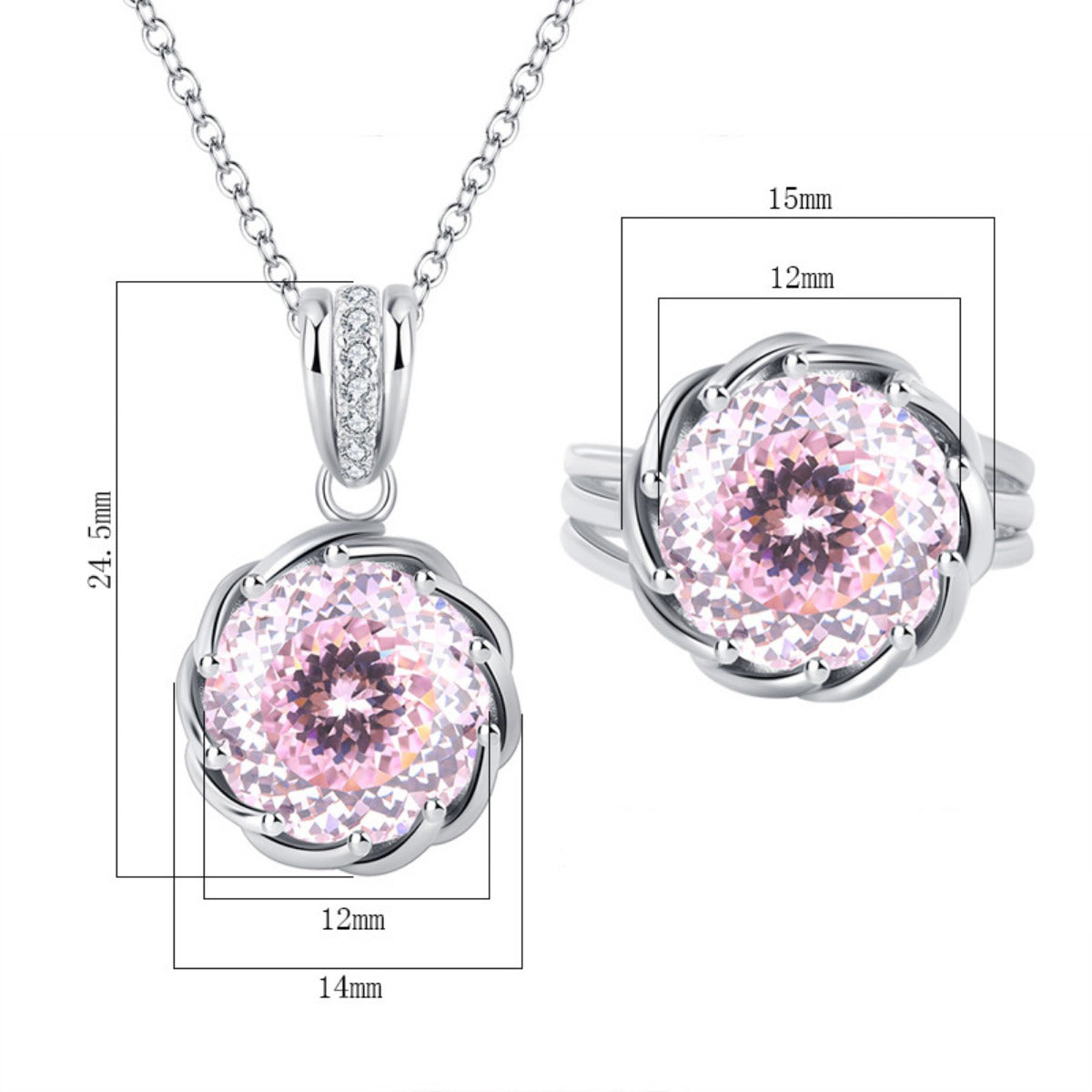 Urqanyu S925 silver high carbon diamond pink flash lotus cubic zirconia pendant necklace