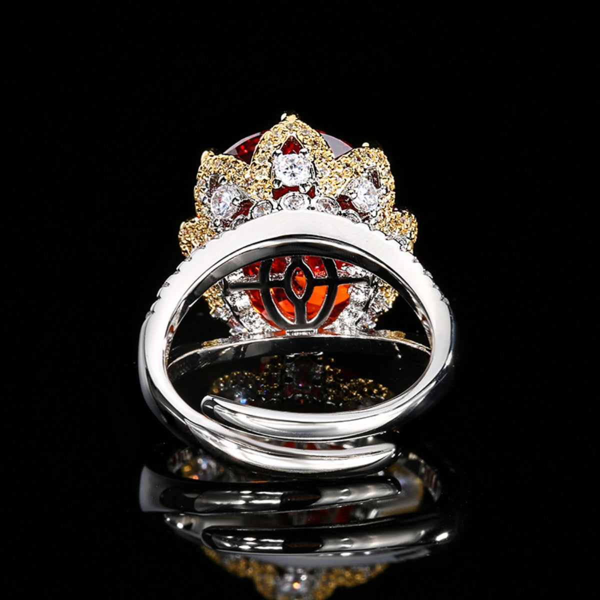 Urqanyu copper-based gold-plated simulated colored gemstone dried rose vintage egg-shaped cubic zirconia ring