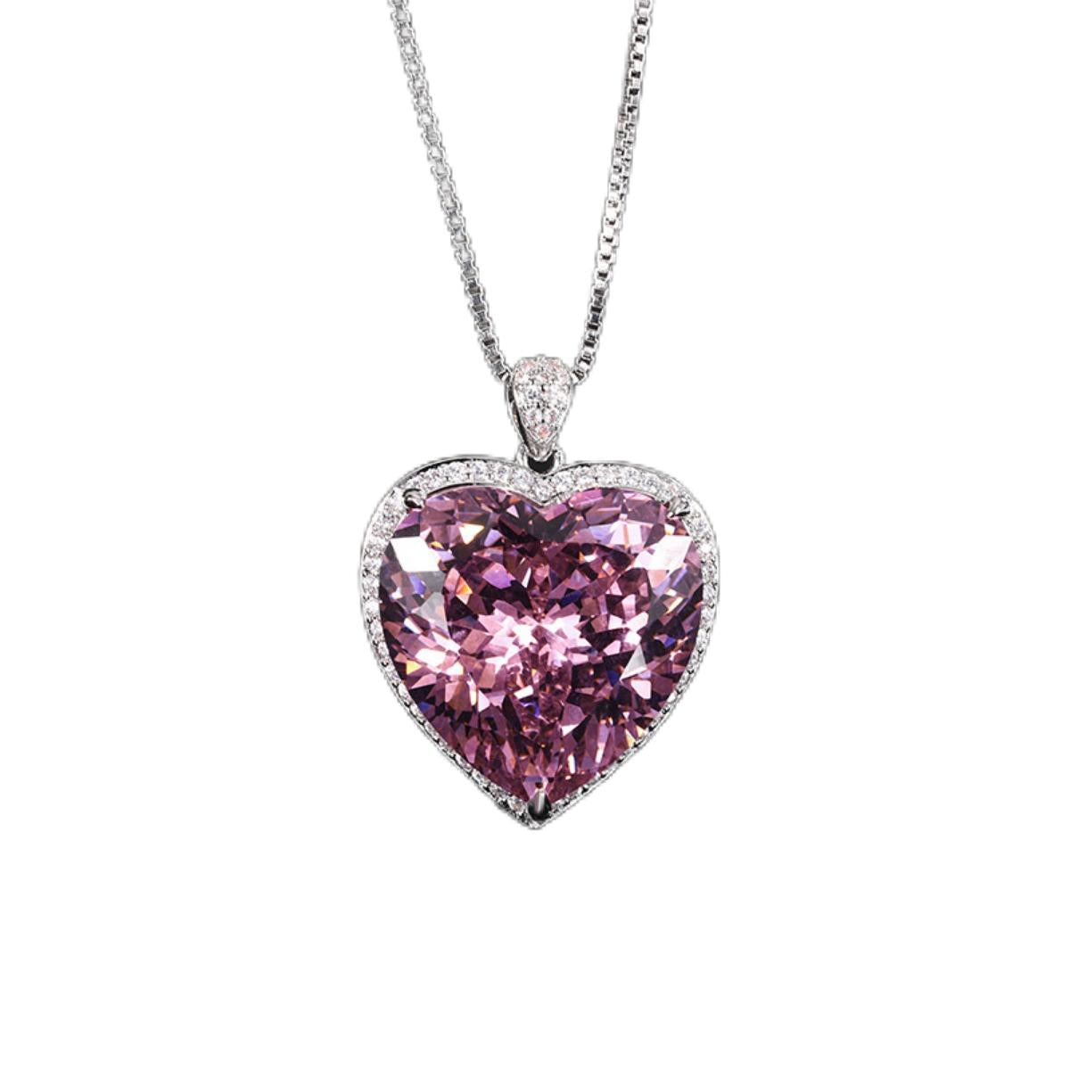 Urqanyu Gold Plated Copper Box Chain Bird's Nest Cut Vintage Large Heart Cubic Zirconia Pendant Necklace 20mm