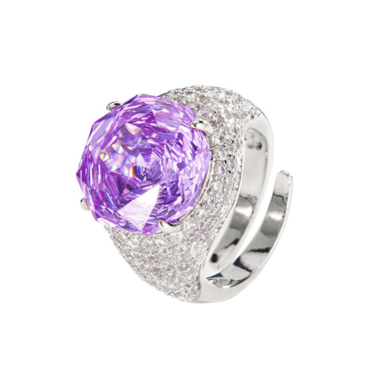 Urqanyu copper-based gold-plated simulated rose-cut colored gemstone temperament retro cubic zirconia ring