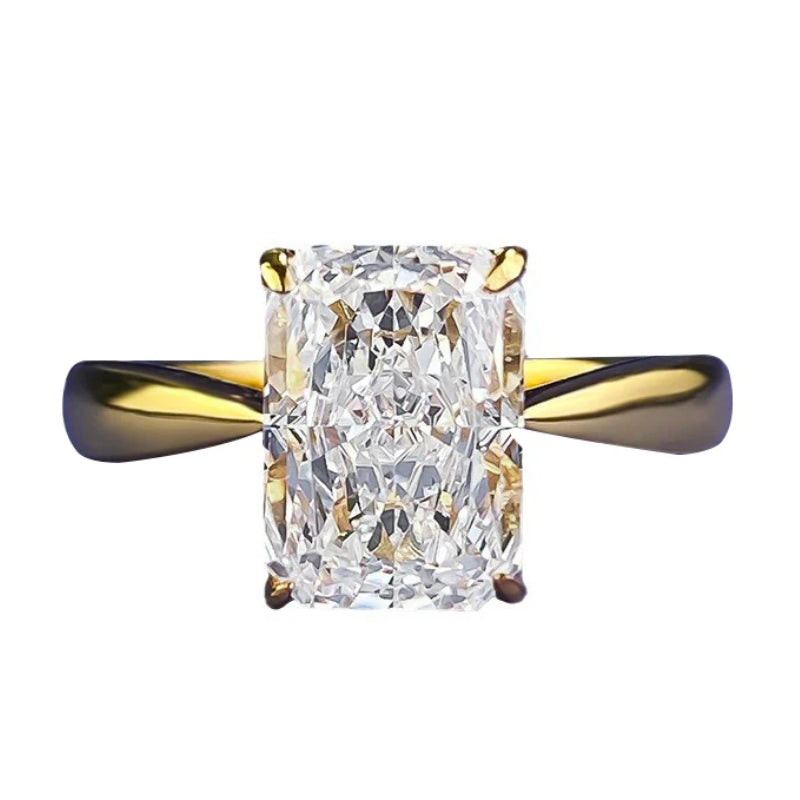 Urqanyu S925 silver ice flower cut rectangular cubic zirconia ring