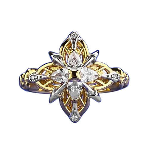 Urqanyu S925 silver medieval old money style four-pointed star reborn beauty four-leaf clover S925 silver ring