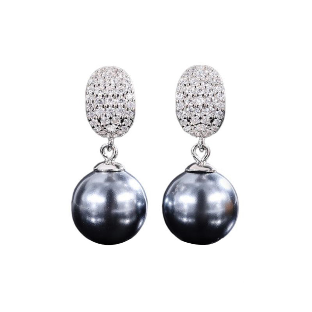 Urqanyu S925 Silver Inlay Mother of Pearl Fashion Cubic Zirconia Drop Earrings 12mm