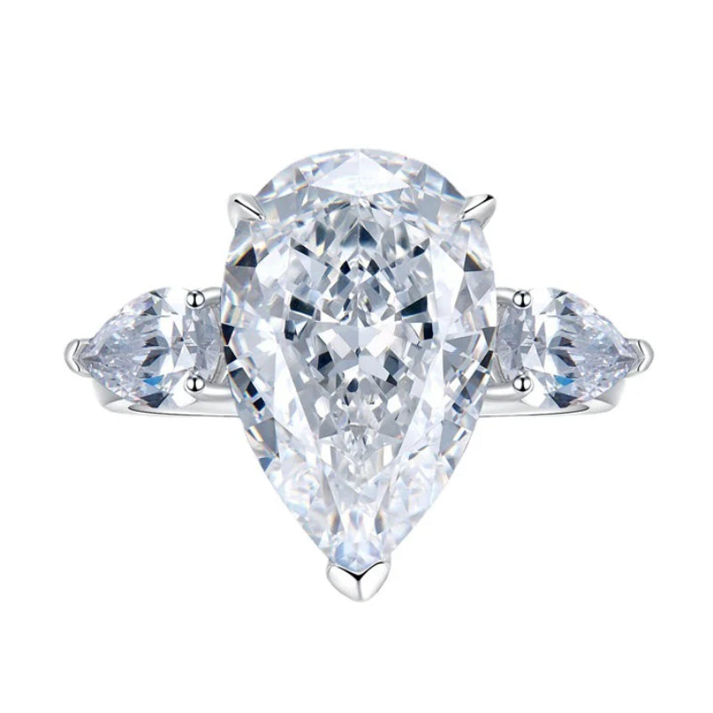 Urqanyu S925 silver diamond water drop cubic zirconia ring 11*17