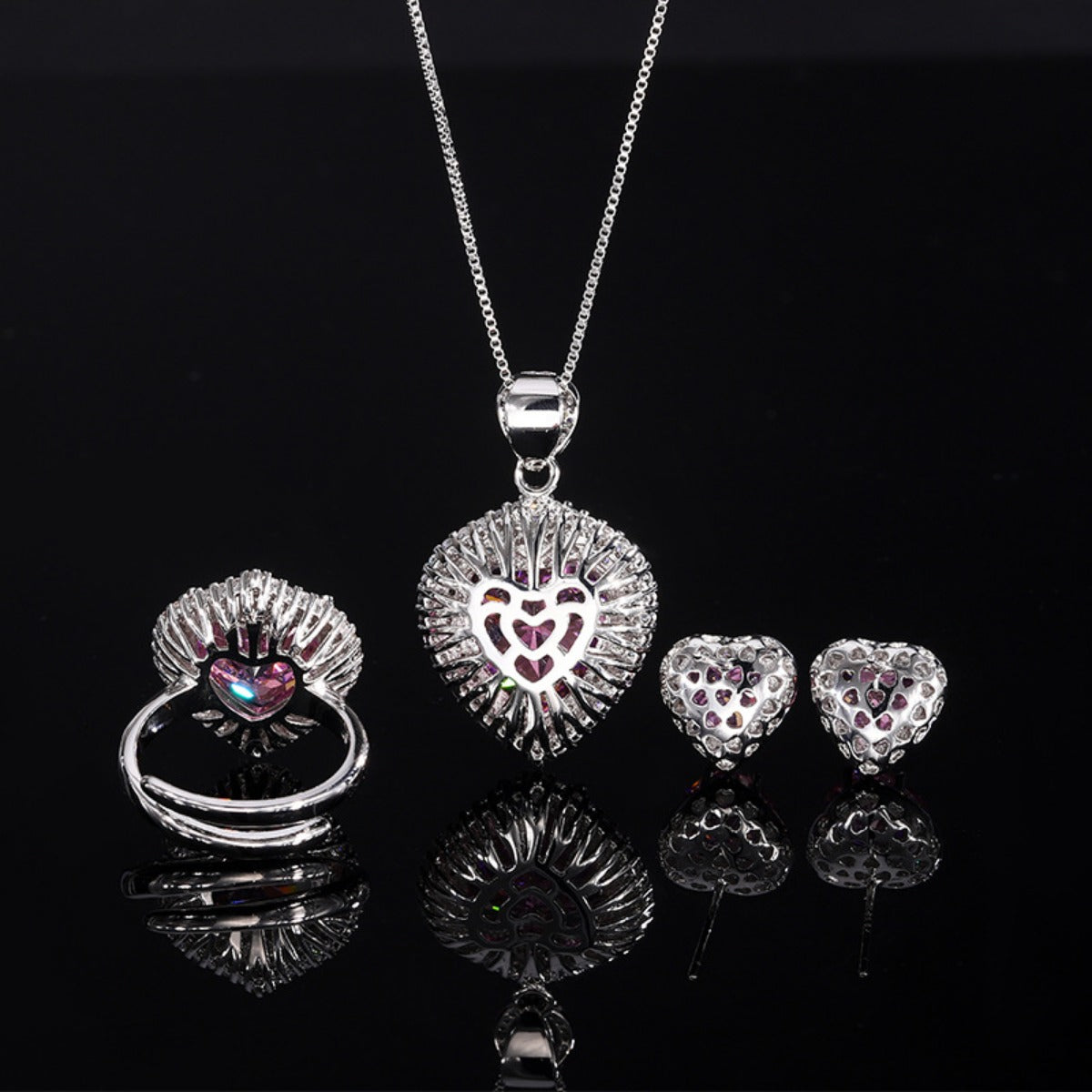 Urqanyu gold-plated copper simulated bird's nest cut dried rose heart-shaped cubic zirconia earrings