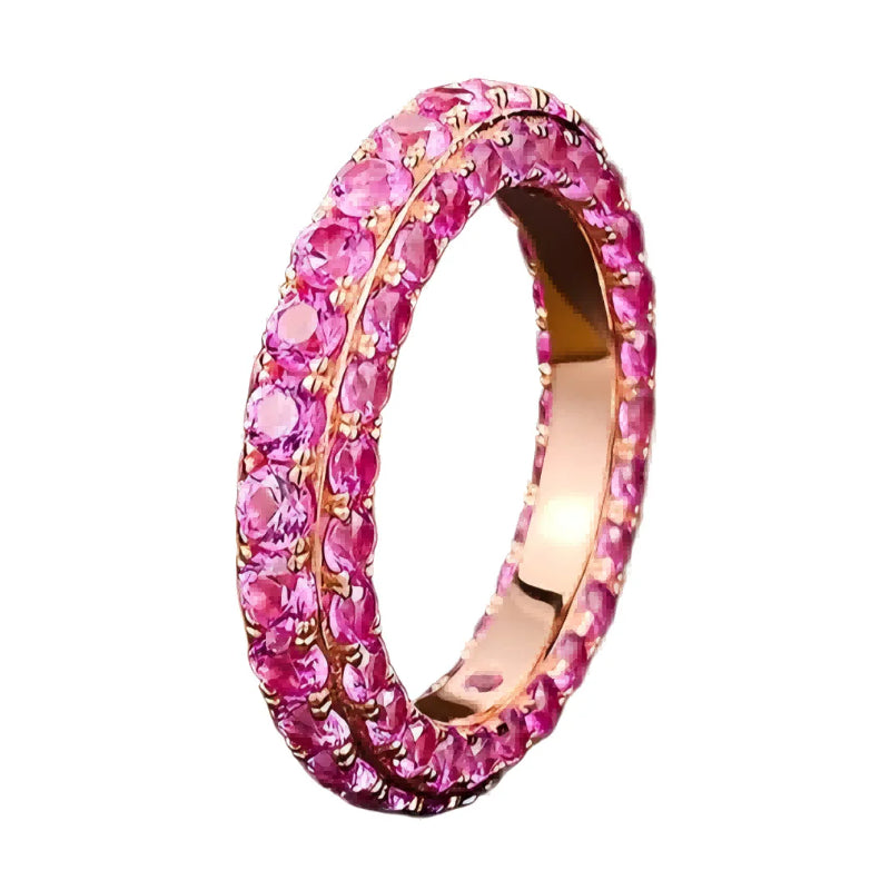 Urqanyu S925 silver fashion personality three-sided cubic zirconia full diamond single row ring