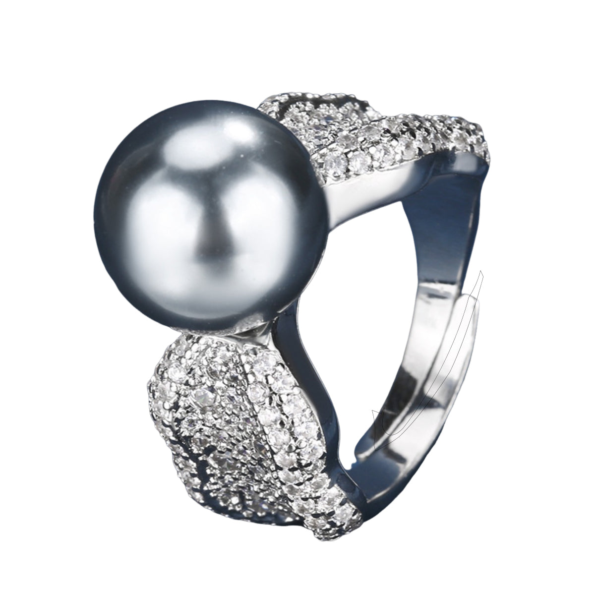 Urqanyu copper-plated pearl temperament fashion cubic zirconia gold ring 10mm