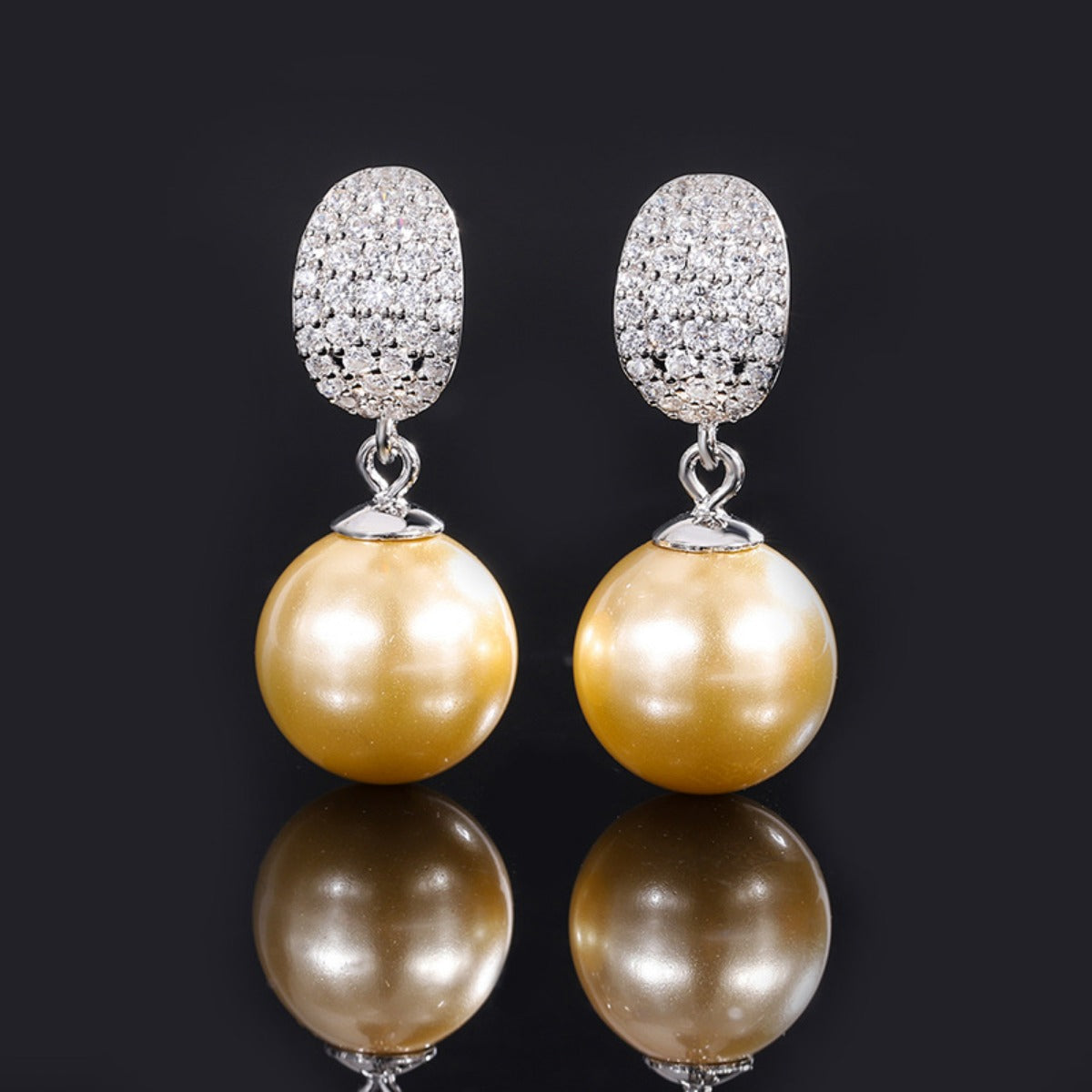 Urqanyu S925 Silver Inlay Mother of Pearl Fashion Cubic Zirconia Drop Earrings 12mm