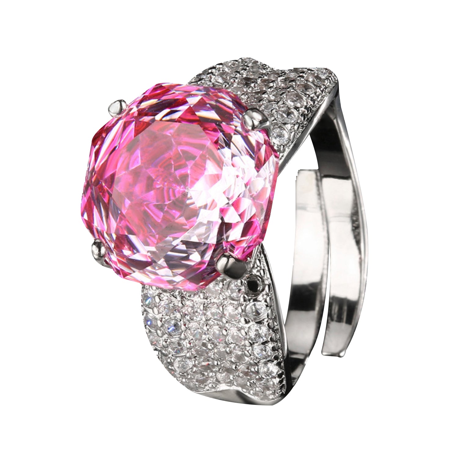 Urqanyu copper-plated gold rose-cut gradient-color cubic zirconia ring adjustable