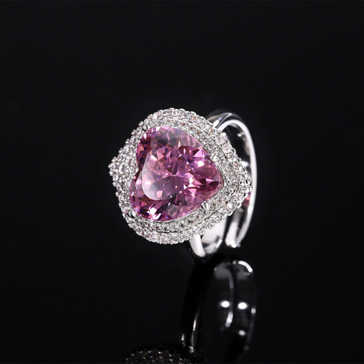Urqanyu gold-plated copper simulated bird's nest cut dried rose heart-shaped cubic zirconia ring