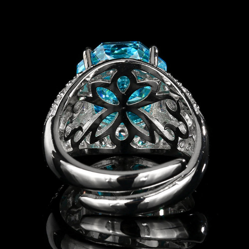 Urqanyu copper base gold-plated rose cut rose red light luxury retro cubic zirconia ring