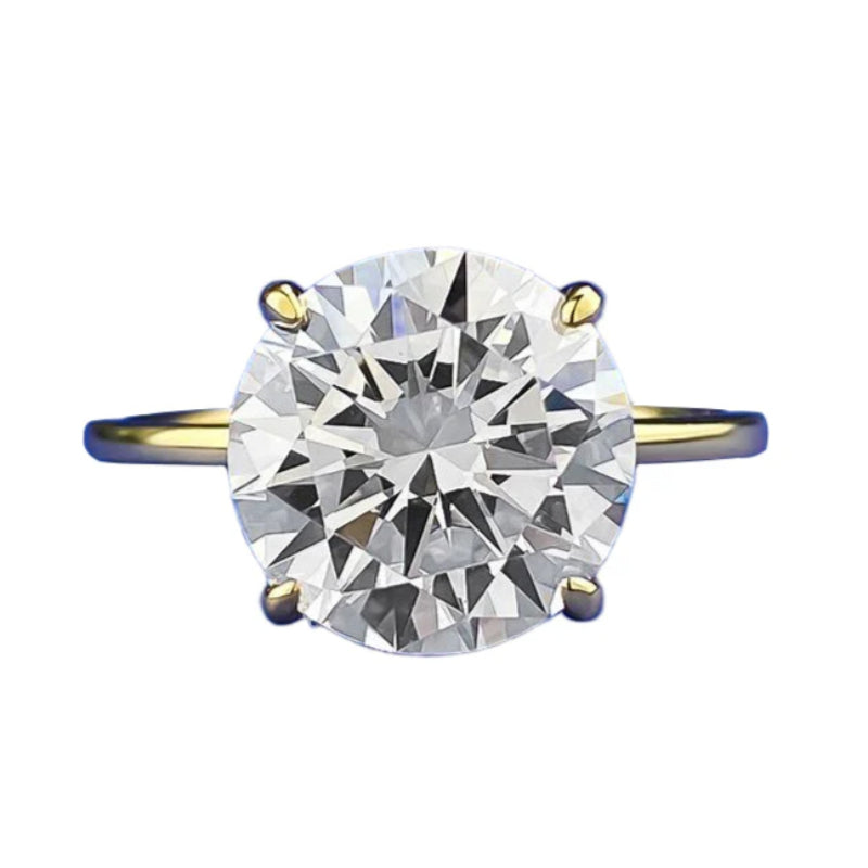 Urqanyu S925 silver four-claw round cubic zirconia diamond ring