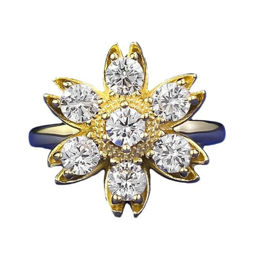 Urqanyu S925 silver creative daisy sunflower fashion diamond-encrusted cubic zirconia ring