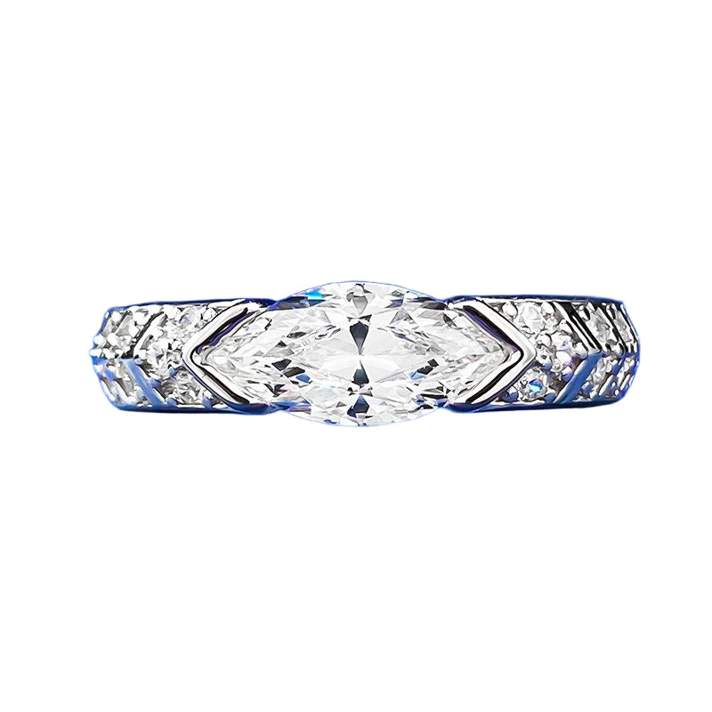 Urqanyu S925 silver inlaid horse eye pink diamond simple personality cubic zirconia ring female 5*10