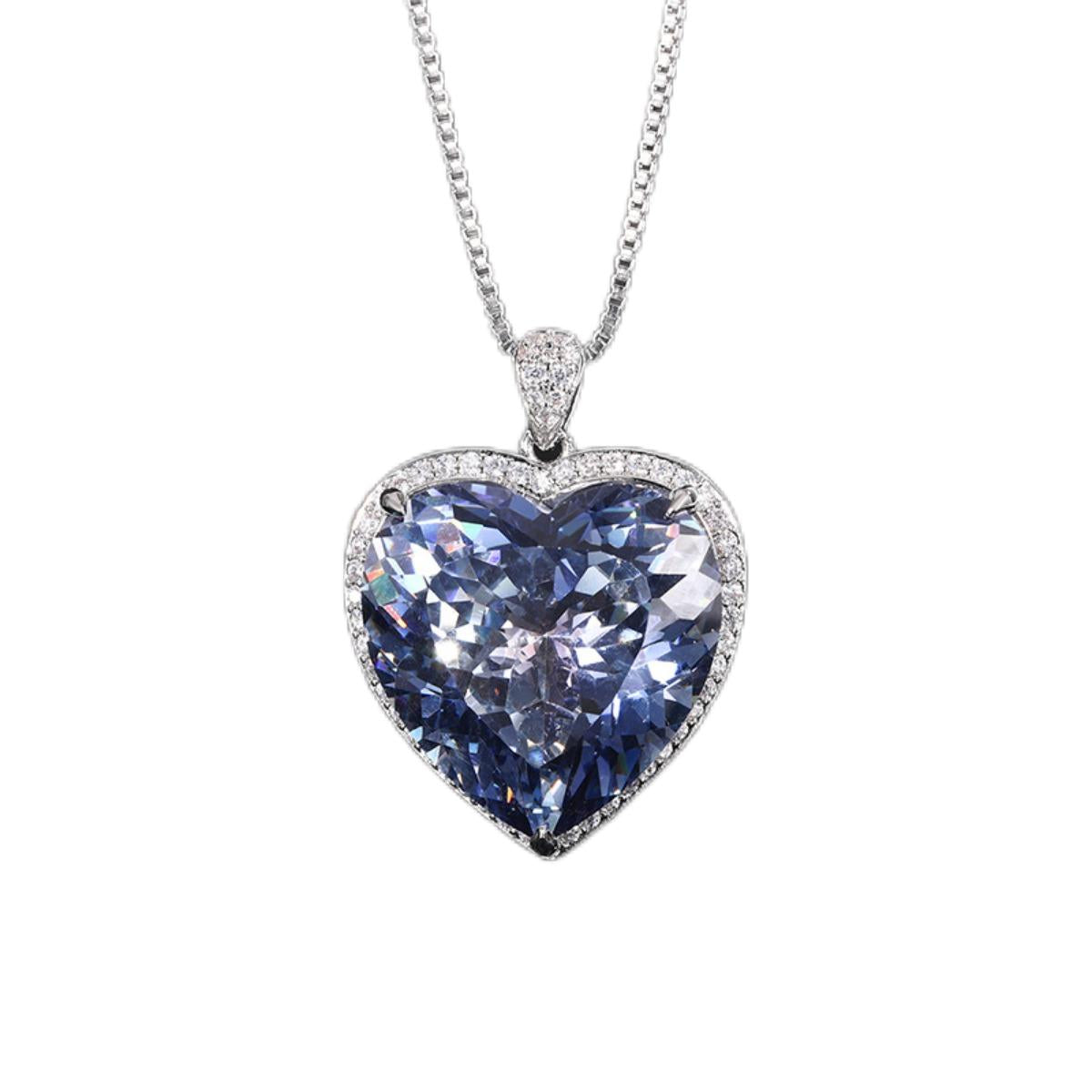 Urqanyu Gold Plated Copper Box Chain Bird's Nest Cut Vintage Large Heart Cubic Zirconia Pendant Necklace 20mm