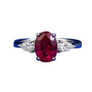 Urqanyu S925 silver fashion simulation pigeon blood red oval red corundum cubic zirconia ring 6*8