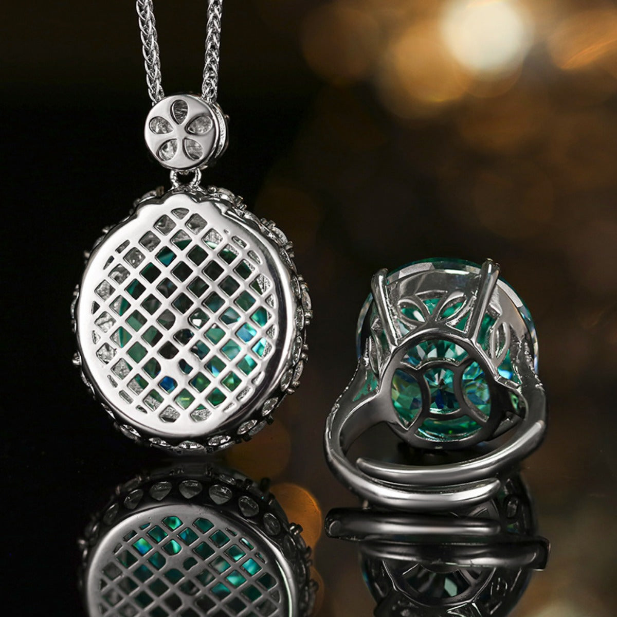 Urqanyu copper-based gold-plated simulated Para green temperament cubic zirconia pendant necklace
