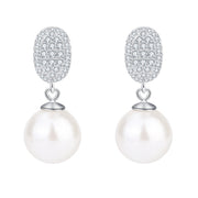 Urqanyu S925 Silver Inlay Mother of Pearl Fashion Cubic Zirconia Drop Earrings 12mm