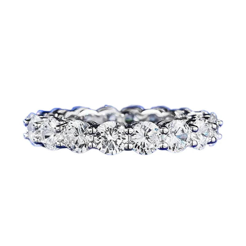 Urqanyu S925 silver row fashion full diamond cubic zirconia ring 4mm