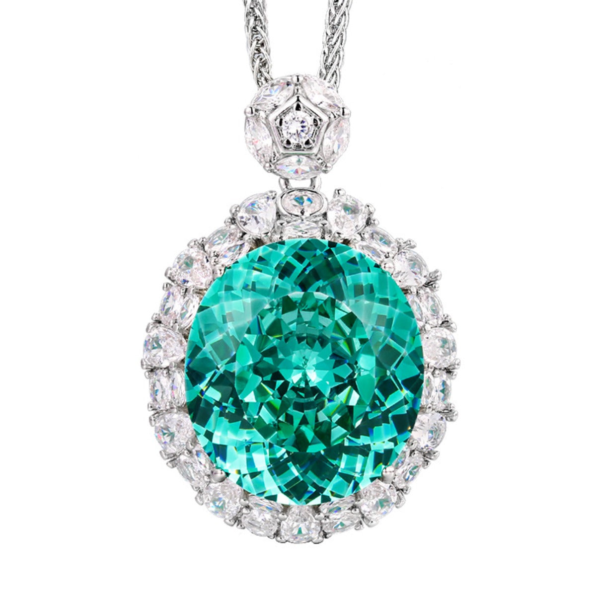 Urqanyu copper-based gold-plated simulated Para green temperament cubic zirconia pendant necklace