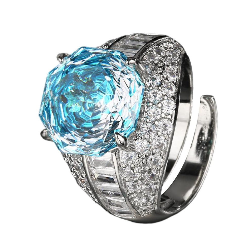 Urqanyu copper base gold-plated rose cut rose red light luxury retro cubic zirconia ring