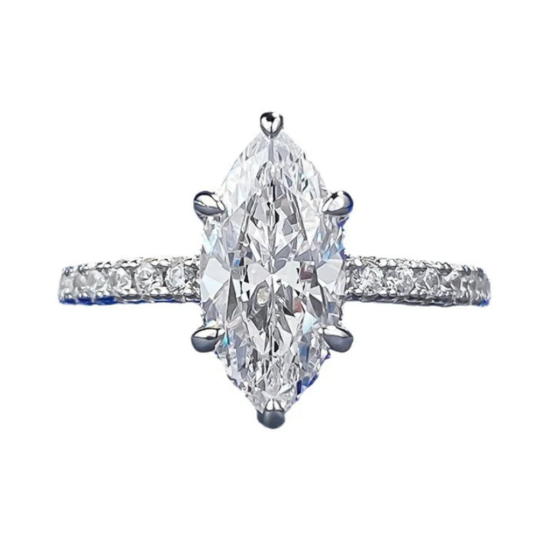 Urqanyu S925 silver fashion simple European and American crown goddess horse eye cubic zirconia couple ring