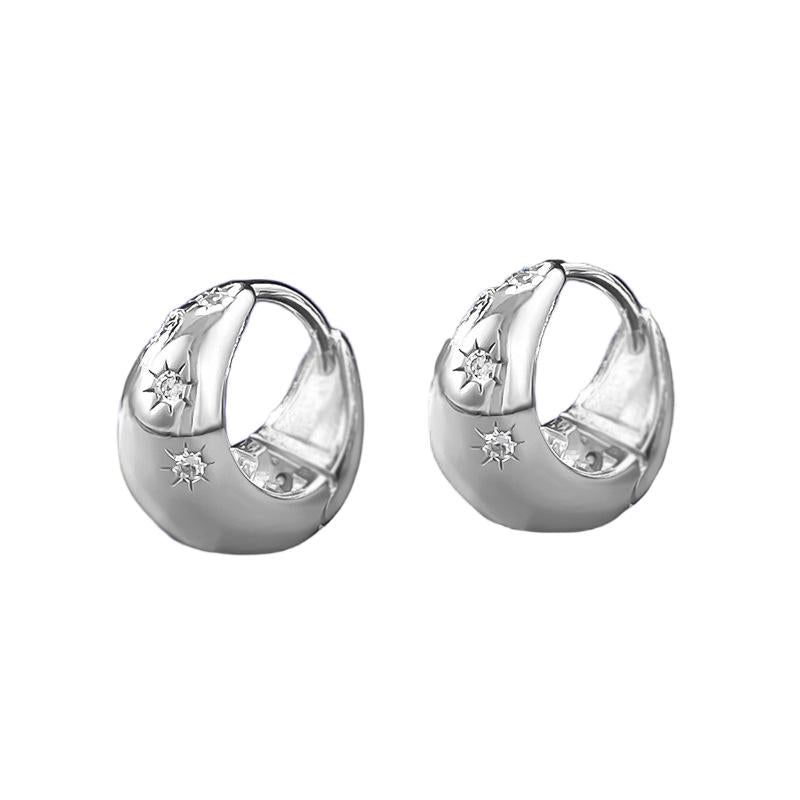 Urqanyu s925 silver gold-plated eight-pointed star fashionable all-match cubic zirconia earrings