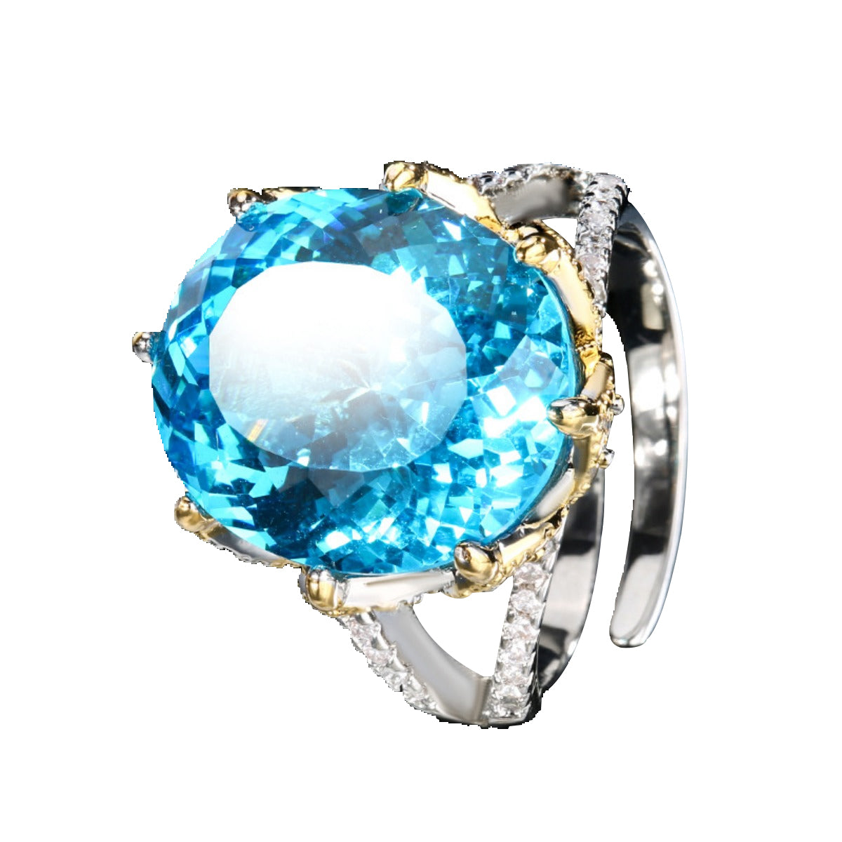 Urqanyu copper-based gold-plated simulated colored gemstone dried rose vintage egg-shaped cubic zirconia ring
