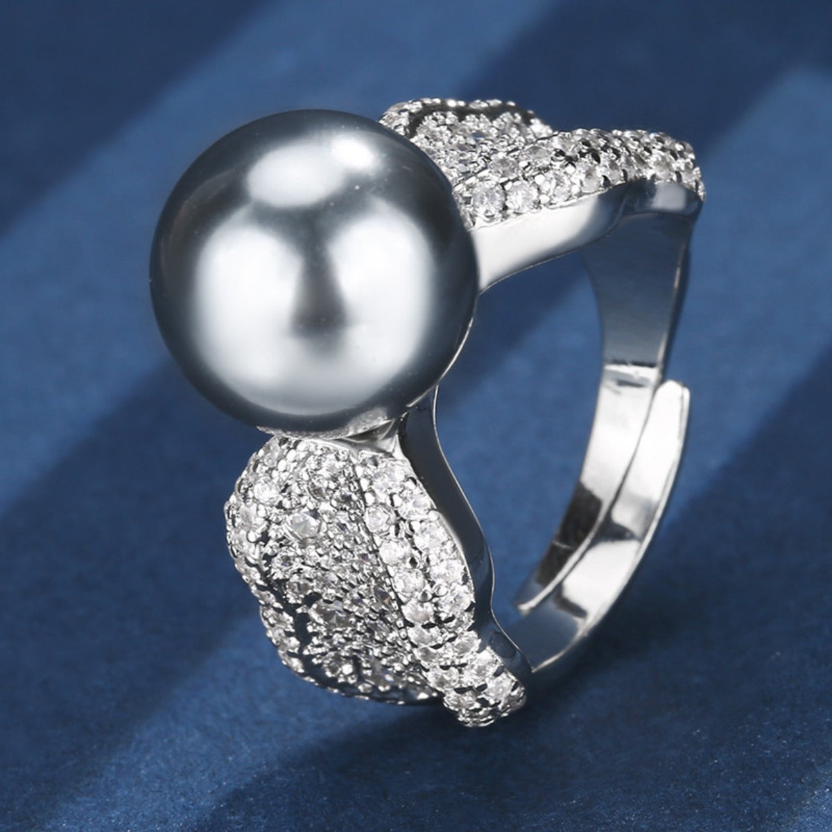 Urqanyu copper-plated pearl temperament fashion cubic zirconia gold ring 10mm