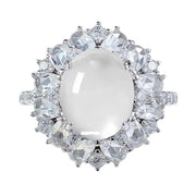 Urqanyu S925 silver French hollow water bubble jade cubic zirconia ring 8*10