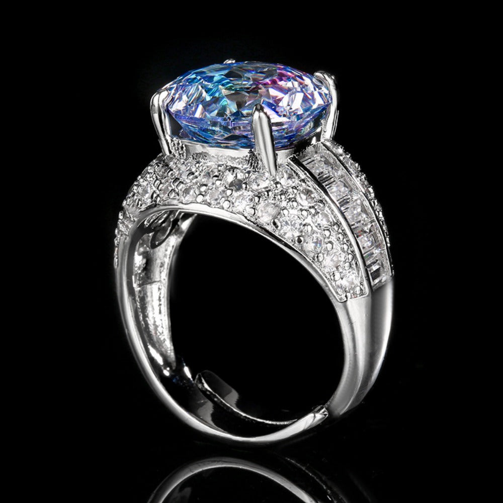 Urqanyu copper base gold-plated rose cut rose red light luxury retro cubic zirconia ring