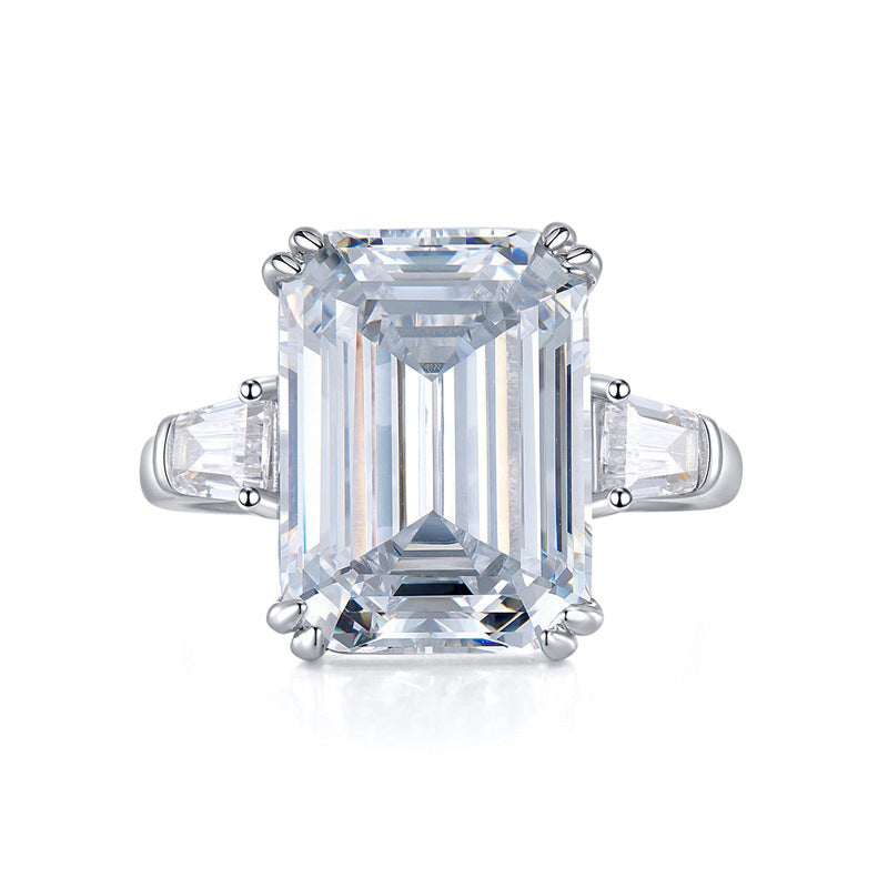 Urqanyu S925 silver luxury yellow diamond cubic zirconia ring 11*15mm
