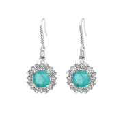 Urqanyu S925 silver simulated emerald wood full diamond cubic zirconia pendant earrings 10mm