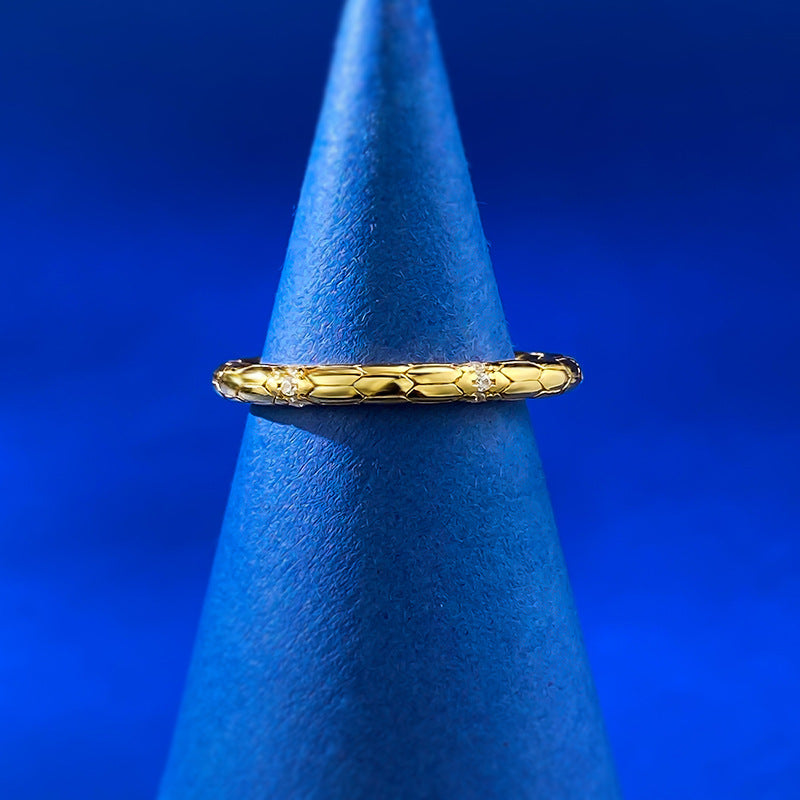 Urqanyu S925 silver gold-plated snake ouroboros minimalist light luxury cubic zirconia ring