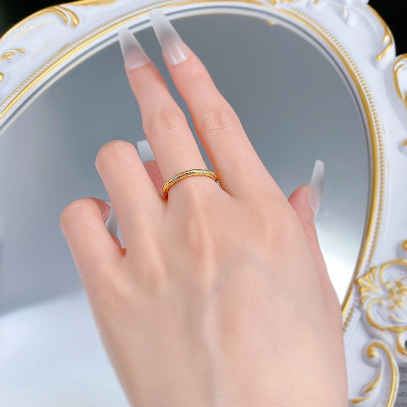 Urqanyu S925 silver gold-plated snake ouroboros minimalist light luxury cubic zirconia ring