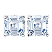 Urqanyu S925 silver simple 7mm pagoda flat simulated diamond four-claw square zirconia earrings