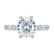 Urqanyu S925 silver 5 carat firework cut aurora six-claw cubic zirconia ring