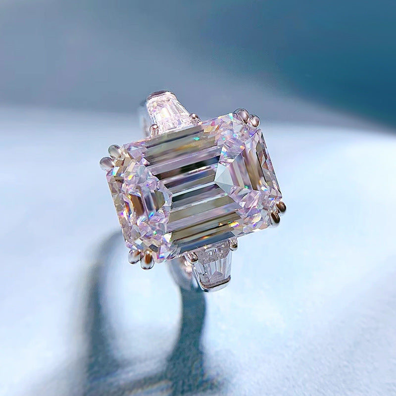 Urqanyu S925 silver luxury yellow diamond cubic zirconia ring 11*15mm